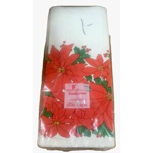 Vtg Christmas Paper Tablecloth Poinsettia Pattern 54 x 96 American Greeting